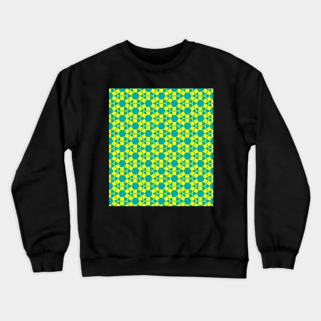 Yellow and Turquoise Hexagons Pattern Crewneck Sweatshirt by OneLook